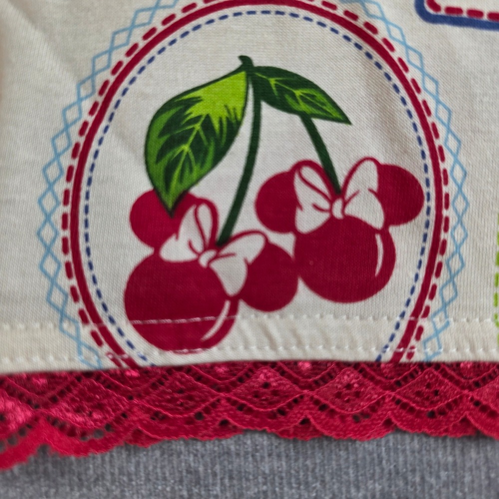 Disney Her Universe Fruit Print Top Women XL Cream NWT Mickey Mouse Lace Trim - Picture 2 of 11